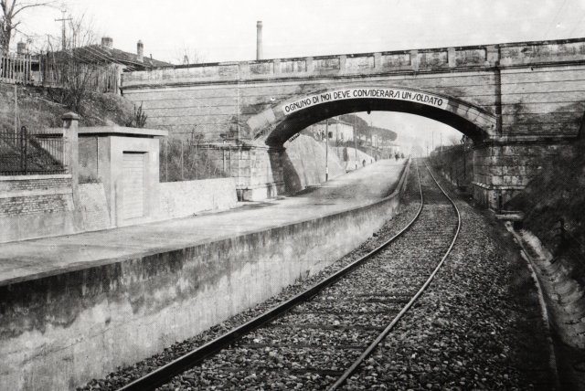 Ponte ferroviario sulla Selice nel 1935 circa